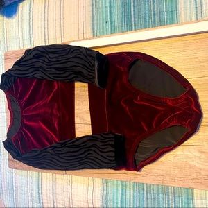 22 Couture Burgundy and black velvet dance set